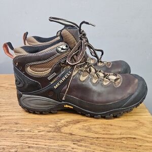 Merrell Chameleon Waterproof Coffee Bean Leather Hiking Boots Size 9 Men
